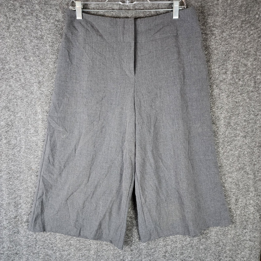 Pantology Pants Womens 12 Culottes Gray Wide Leg Stretch Crop 5 248-D52 EUC